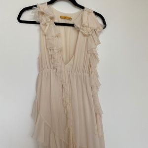 Alice + Olivia Cream cocktail dress with feathers